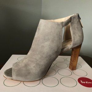 Boden Gray Suede Peep-Toe Bootie